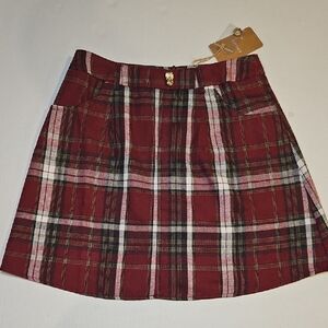 Red Plaid Mini Skirt w Pockets NWT SMALL y2k 90s Preppy